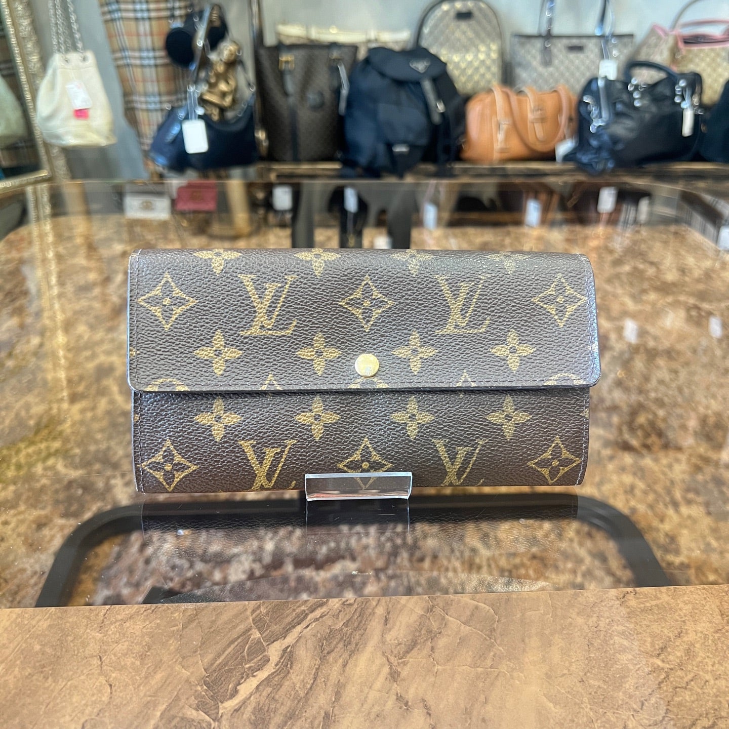 Louis Vuitton Porte-Tresor Monogram Long Wallet, Brown; LV Monogram PVC Emilie Long Wallet