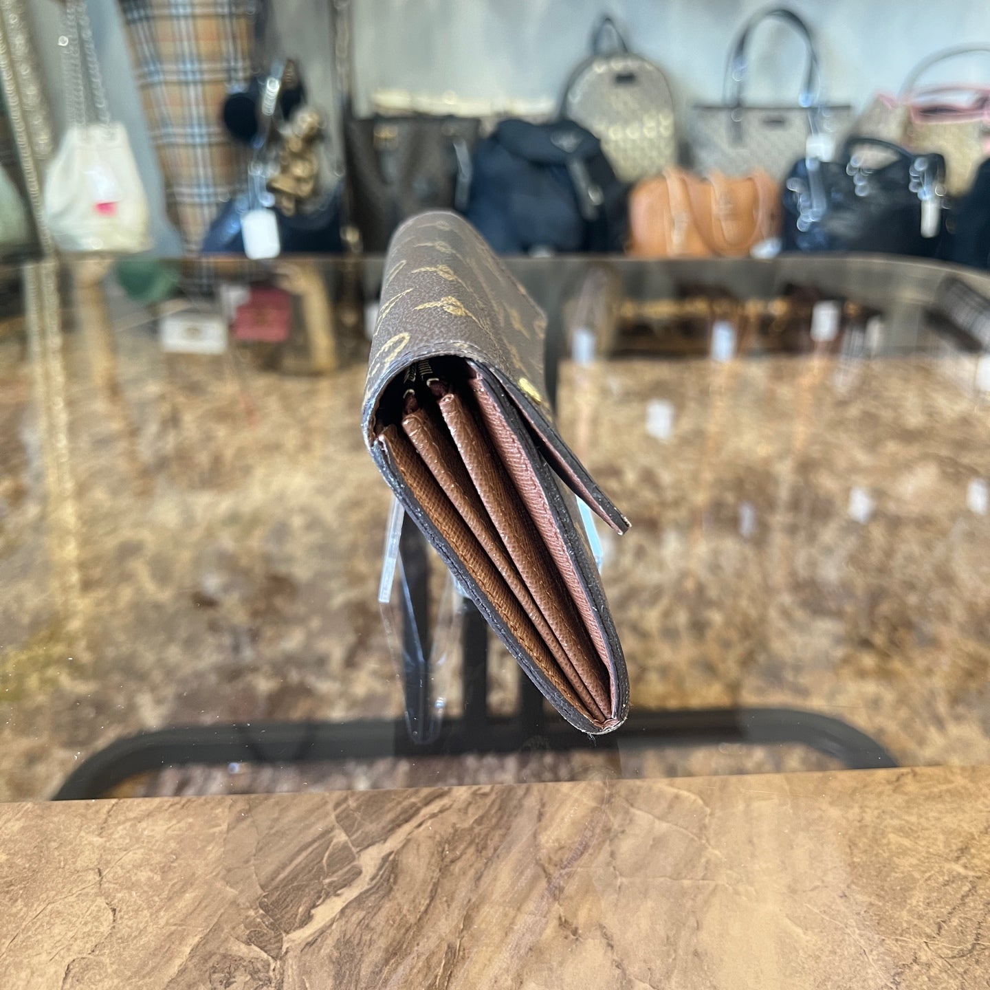 Louis Vuitton Porte-Tresor Monogram Long Wallet, Brown; LV Monogram PVC Emilie Long Wallet
