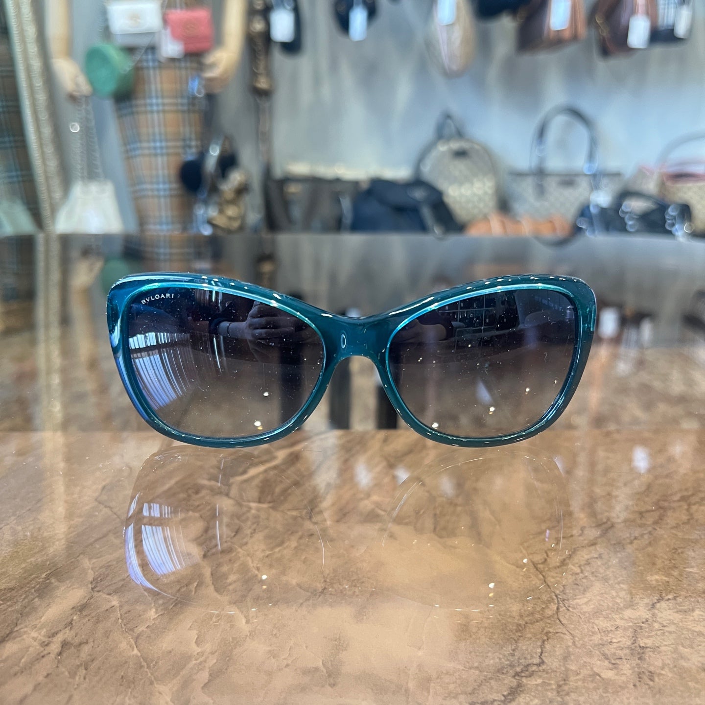 BVLGARI Sunglasses, Green, with Box and Case, BV Resin