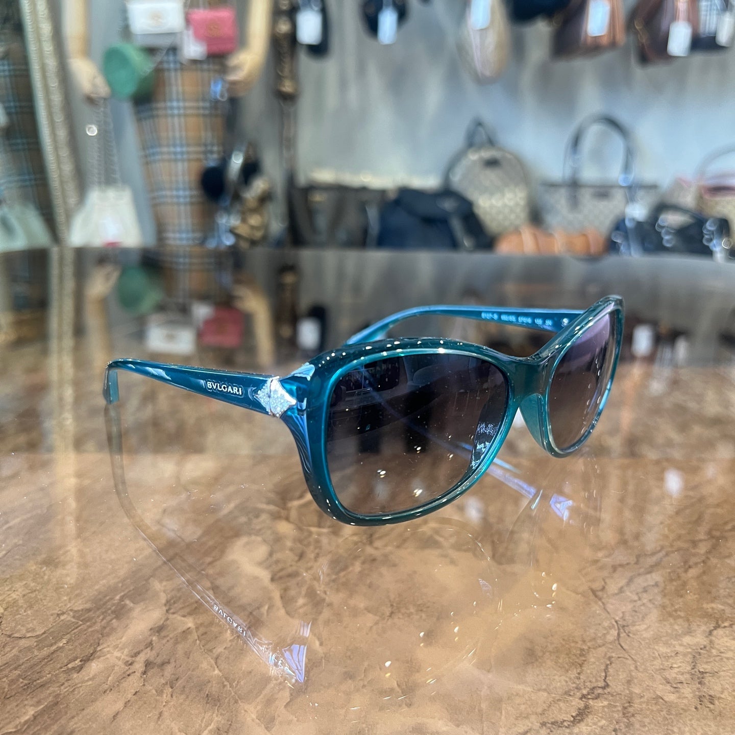 BVLGARI Sunglasses, Green, with Box and Case, BV Resin
