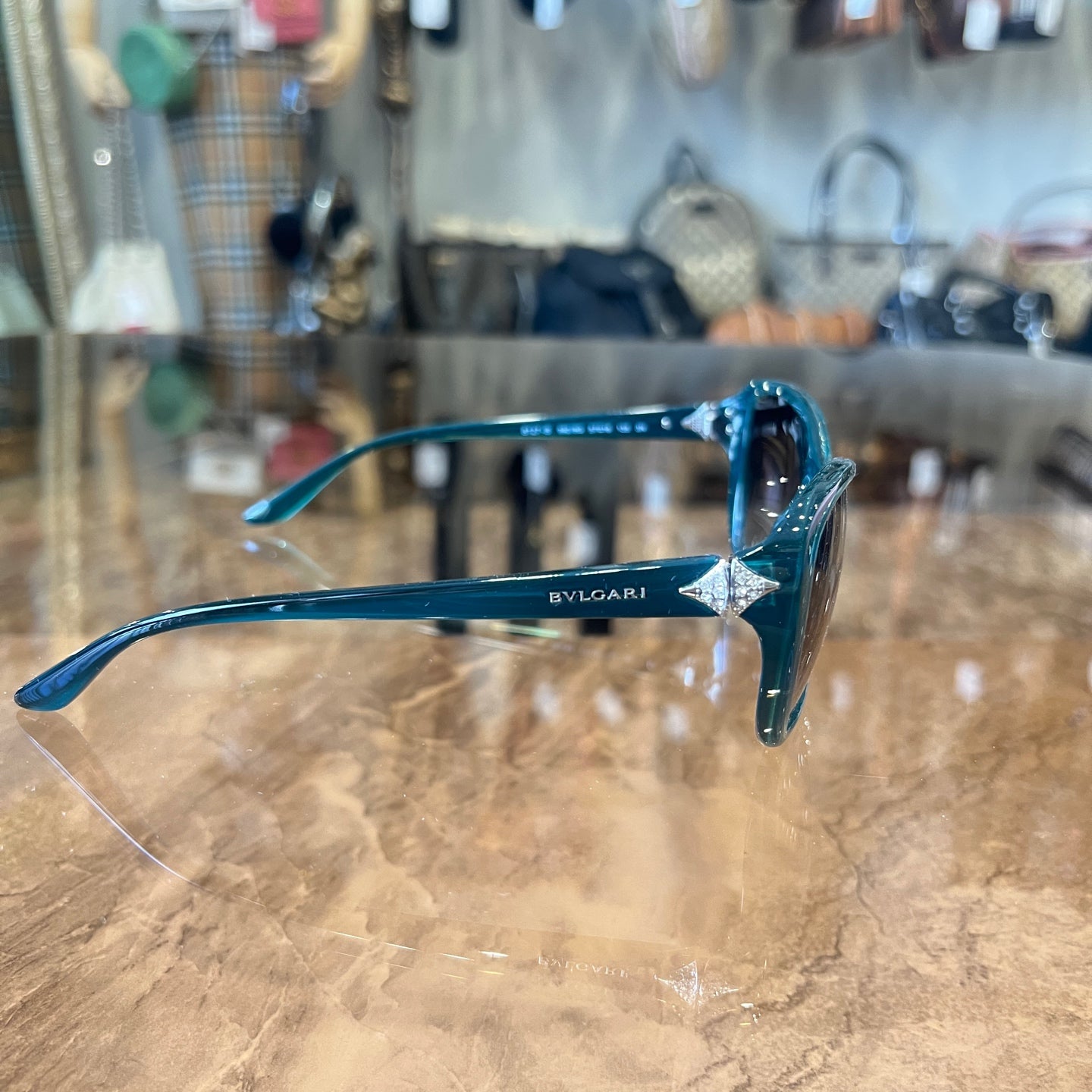 BVLGARI Sunglasses, Green, with Box and Case, BV Resin