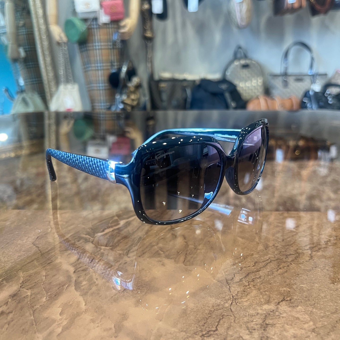Salvatore Ferragamo Black Resin Frame Sunglasses