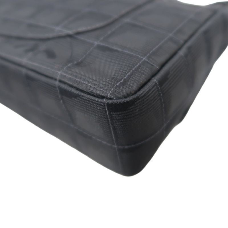 CHANEL New Travel Chocolate Bar Matelasse Chain Shoulder Bag, Black, with Authenticity Card; CHANEL Black Canvas Ice Grid Classic Flap (CF) Shoulder Bag