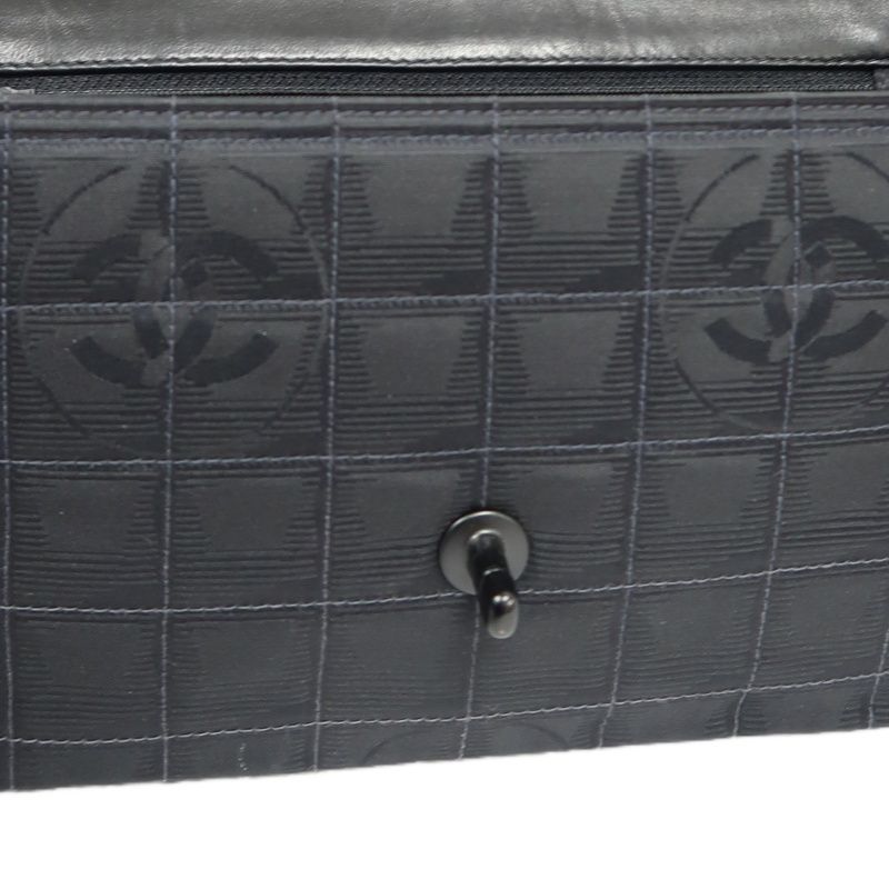 CHANEL New Travel Chocolate Bar Matelasse Chain Shoulder Bag, Black, with Authenticity Card; CHANEL Black Canvas Ice Grid Classic Flap (CF) Shoulder Bag