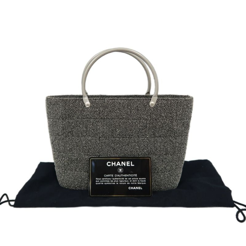 CHANEL Grey Tweed Handbag | W/Authenticity Card & Dust Bag