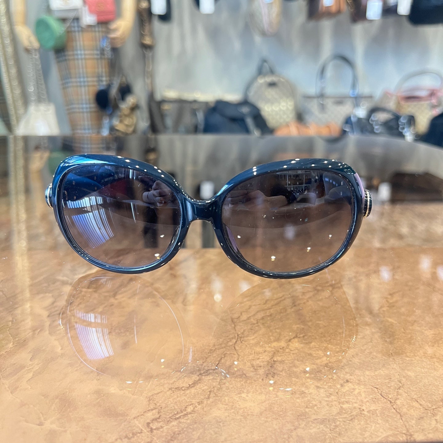 Chloe Black and Brown Resin Frame Sunglasses With Box and Case