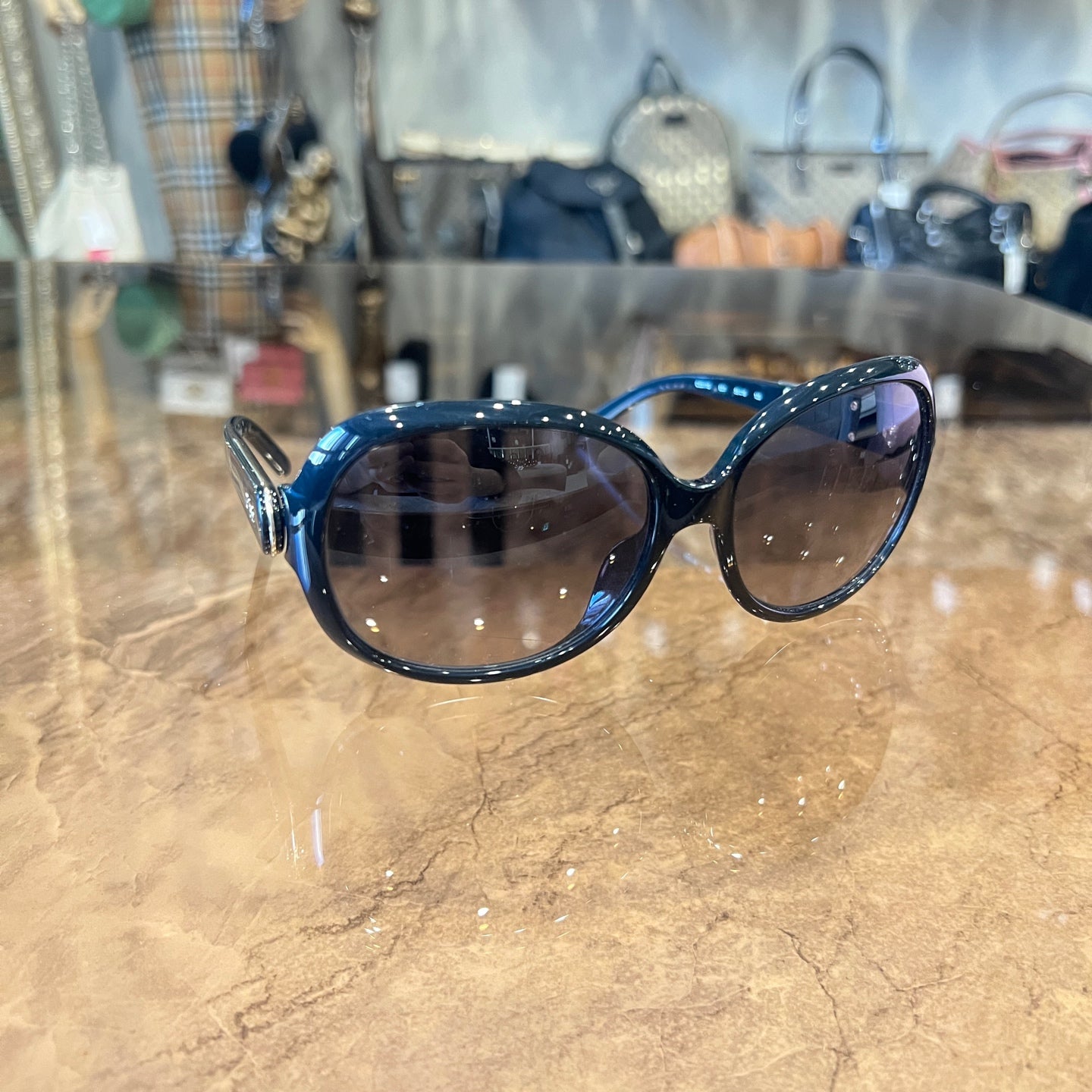 Chloe Black and Brown Resin Frame Sunglasses With Box and Case