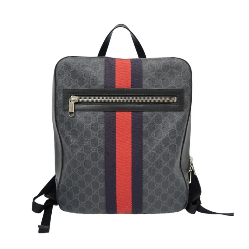 GUCCI Black & Red GG Supreme PVC Backpack