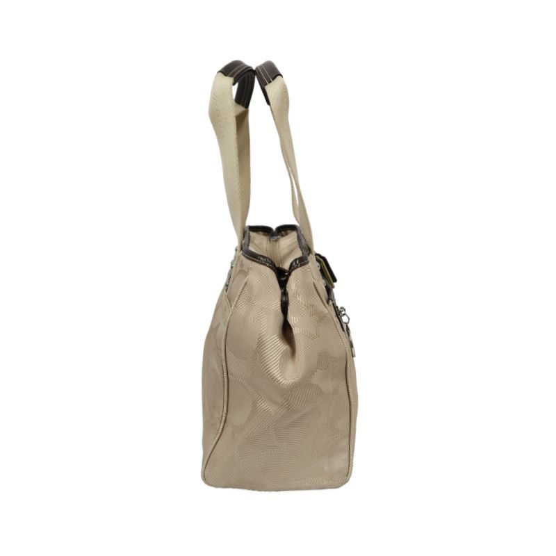 COACH Beige Signature PVC Shoulder Handbag