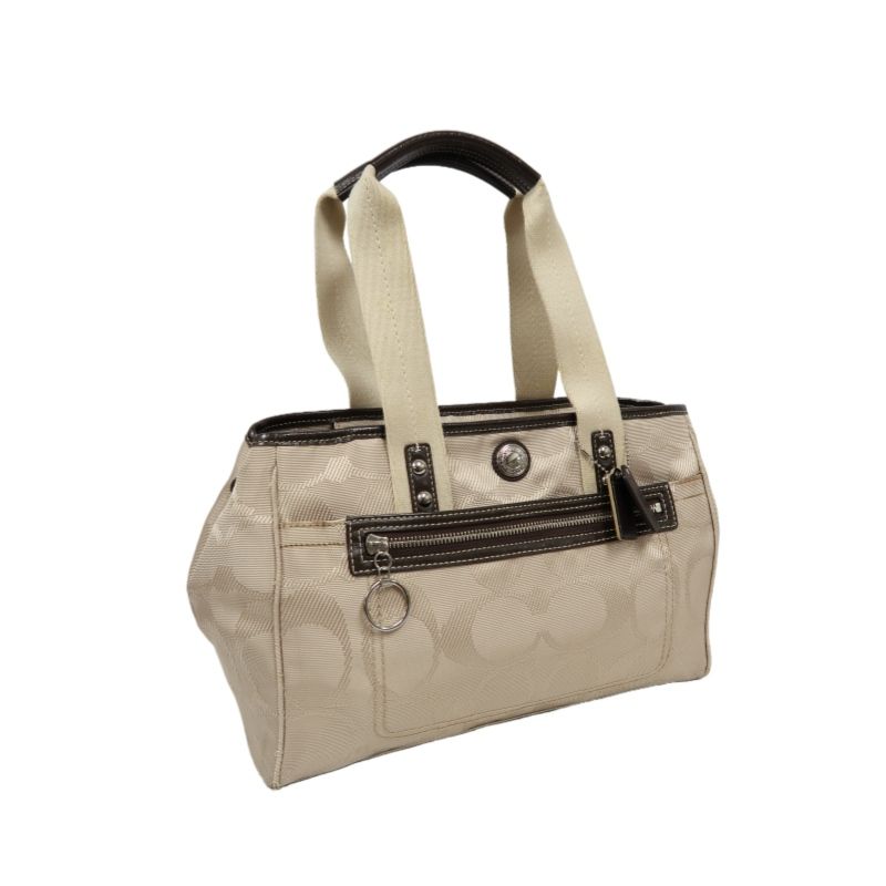 COACH Beige Signature PVC Shoulder Handbag