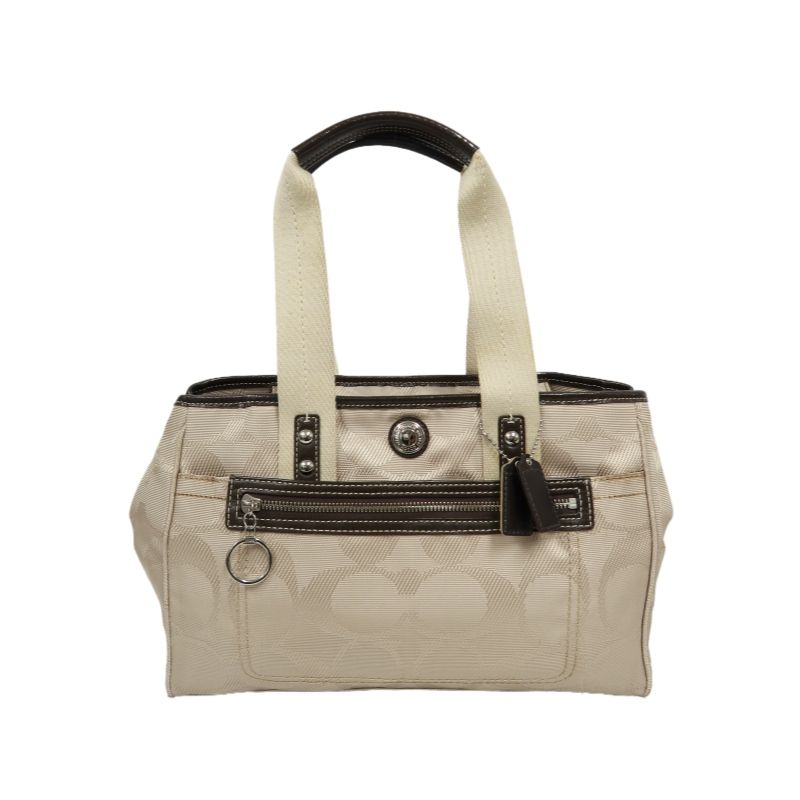 COACH Beige Signature PVC Shoulder Handbag