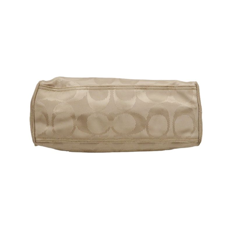 COACH Beige Signature PVC Shoulder Handbag