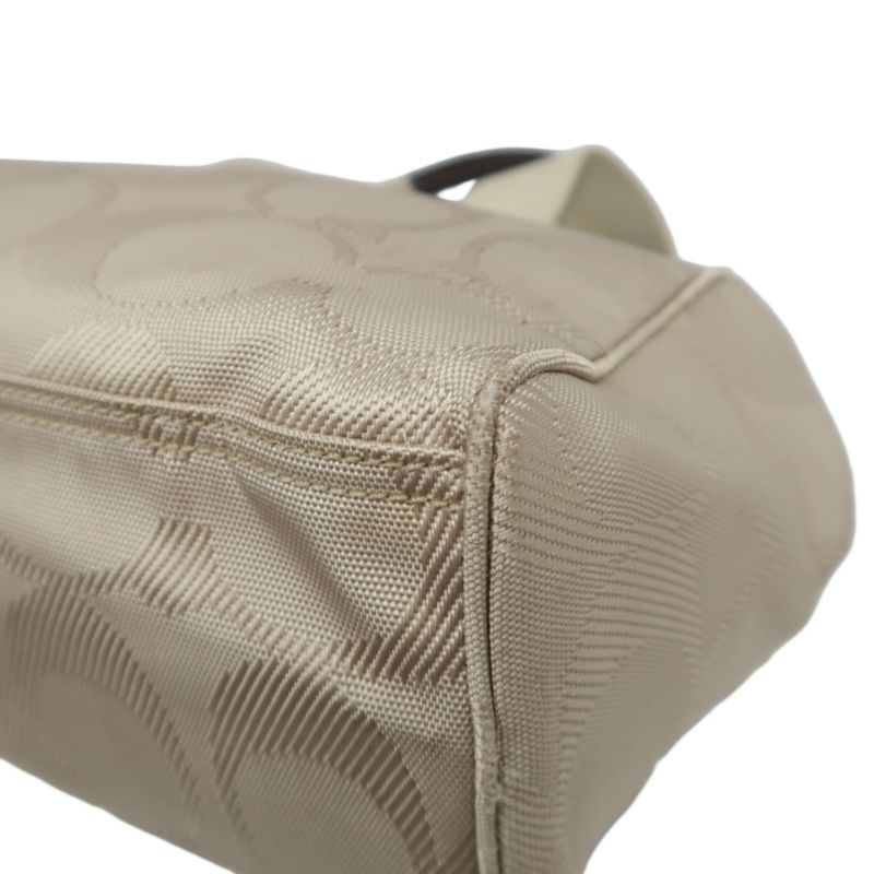 COACH Beige Signature PVC Shoulder Handbag
