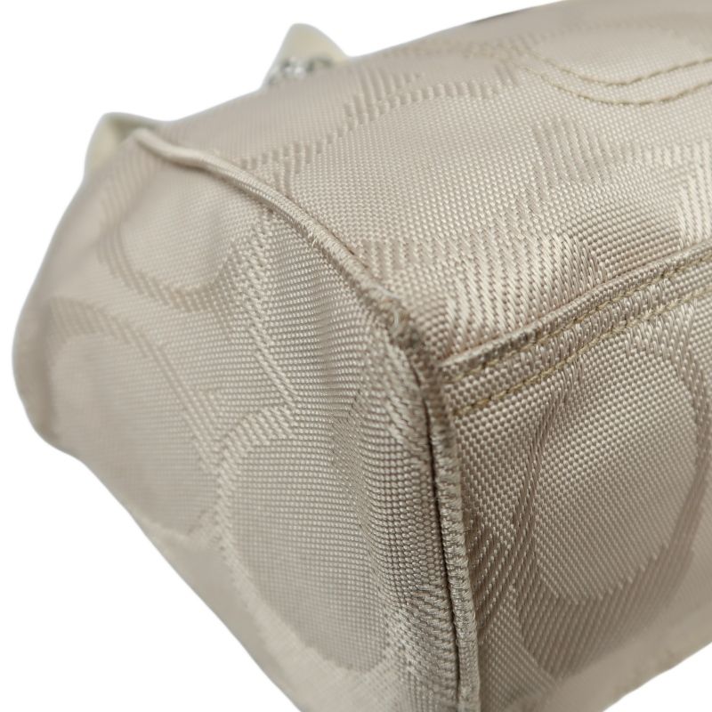 COACH Beige Signature PVC Shoulder Handbag