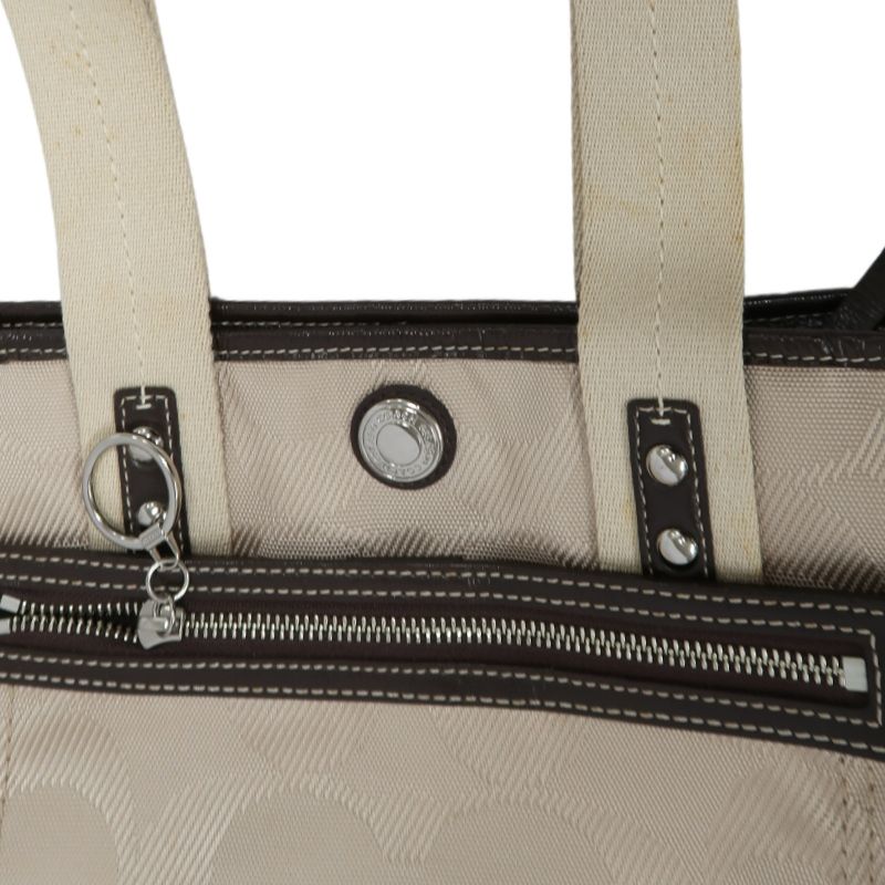 COACH Beige Signature PVC Shoulder Handbag
