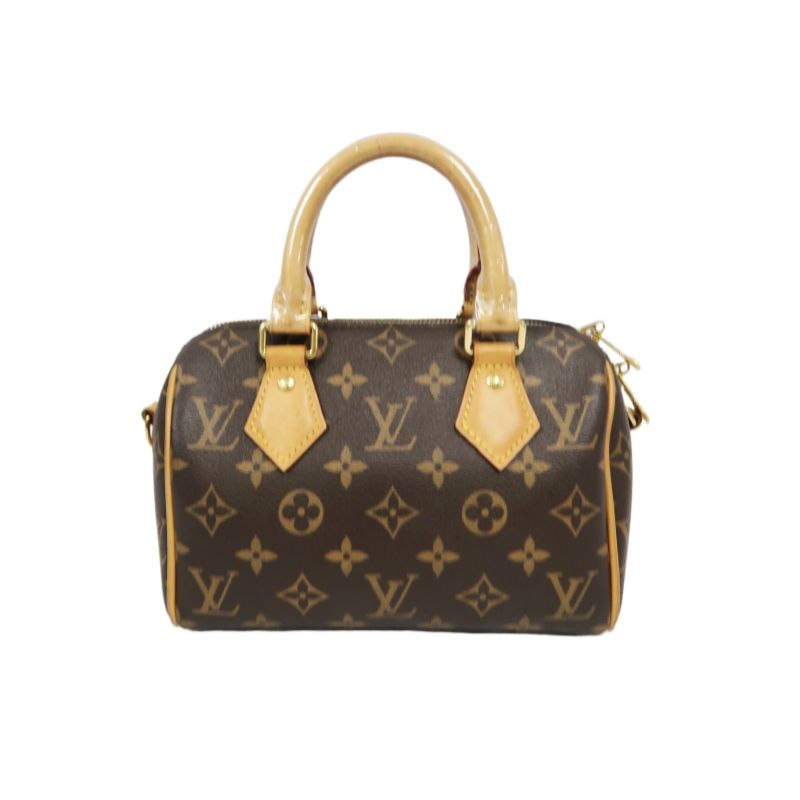 LOUIS VUITTON Speedy 20 Handbag, Monogram Coated Canvas, Brown, With Pink Shoulder Strap