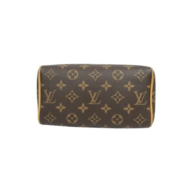 LOUIS VUITTON Speedy 20 Handbag, Monogram Coated Canvas, Brown, With Pink Shoulder Strap