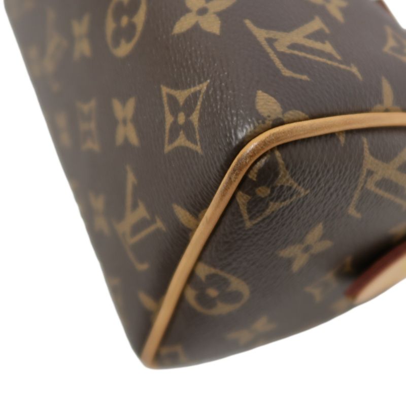 LOUIS VUITTON Speedy 20 Handbag, Monogram Coated Canvas, Brown, With Pink Shoulder Strap