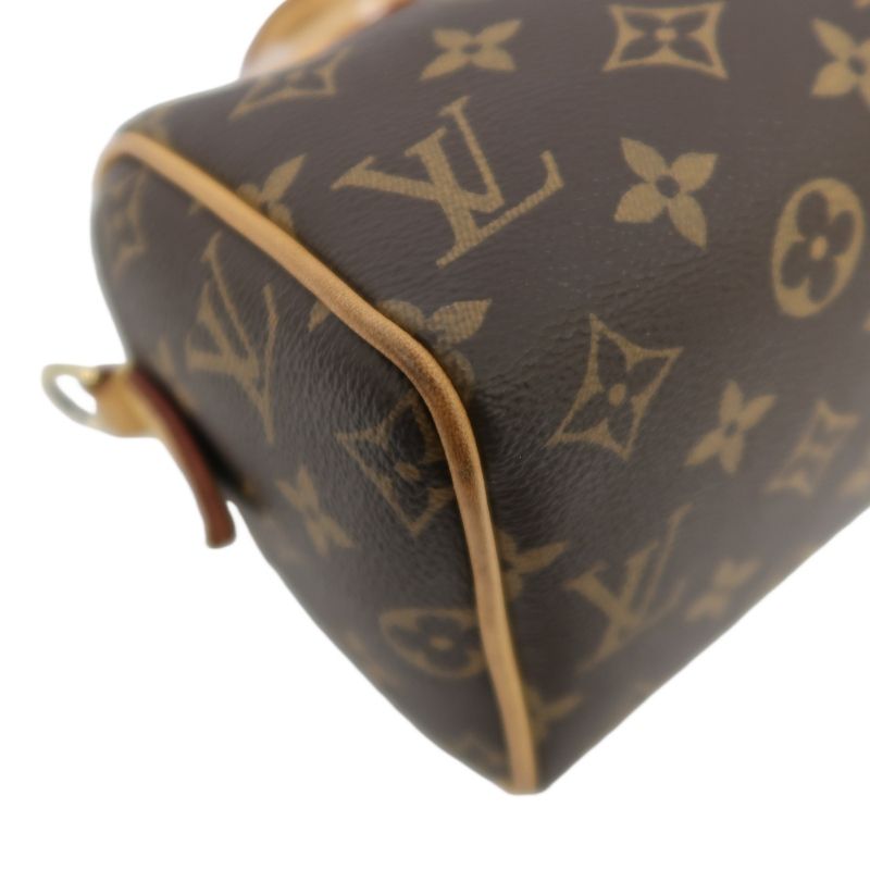 LOUIS VUITTON Speedy 20 Handbag, Monogram Coated Canvas, Brown, With Pink Shoulder Strap