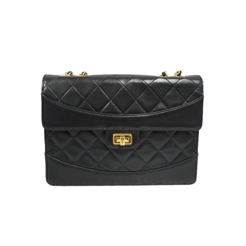 CHANEL 2.55 Quilted Crossbody Bag, Lambskin, Black with Gold Hardware, Authenticity Card Included