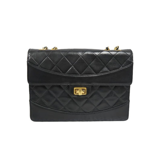 CHANEL 2.55 Quilted Crossbody Bag, Lambskin, Black with Gold Hardware, Authenticity Card Included
