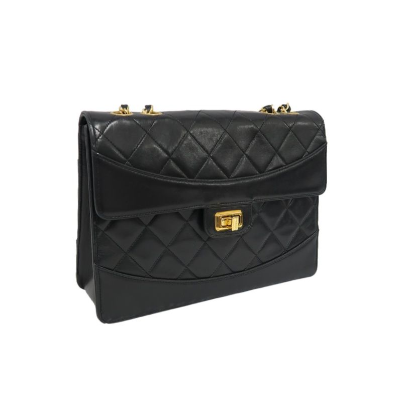 CHANEL 2.55 Quilted Crossbody Bag, Lambskin, Black with Gold Hardware, Authenticity Card Included