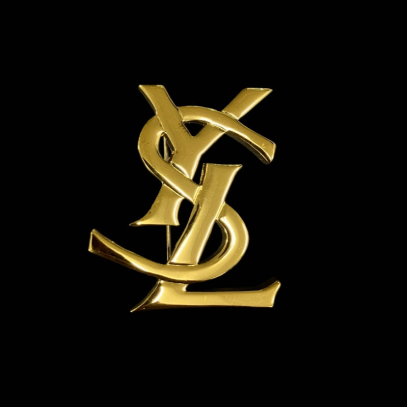 YSL Brooch, Gold Hardware, Gold Alloy, Logo Design