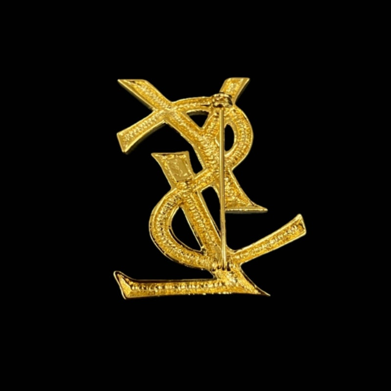 YSL Brooch, Gold Hardware, Gold Alloy, Logo Design