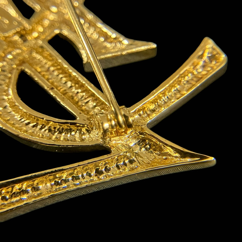 YSL Brooch, Gold Hardware, Gold Alloy, Logo Design