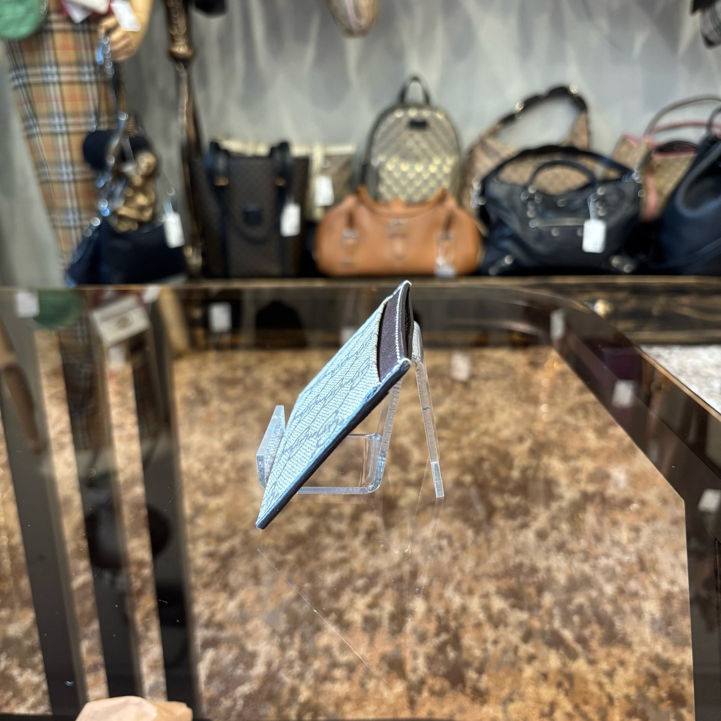 GUCCI Brown Monogram PVC Coated Canvas Card Case with Original Box Included