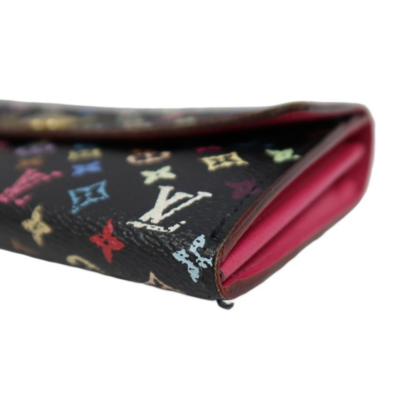 LOUIS VUITTON Multicolore Long Wallet, Black, with LY Initials, PVC-Coated Canvas