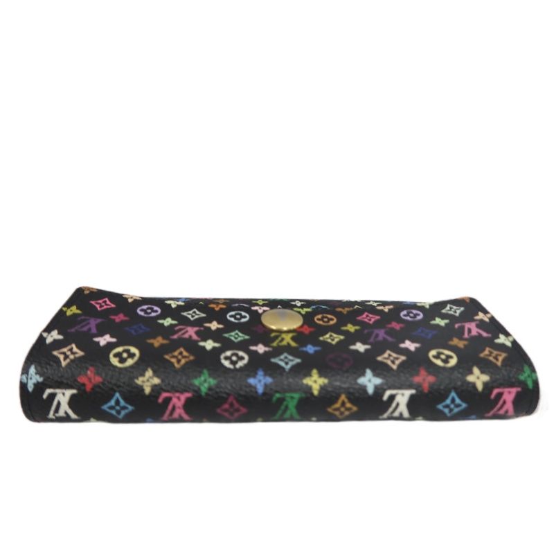 LOUIS VUITTON Multicolore Long Wallet, Black, with LY Initials, PVC-Coated Canvas