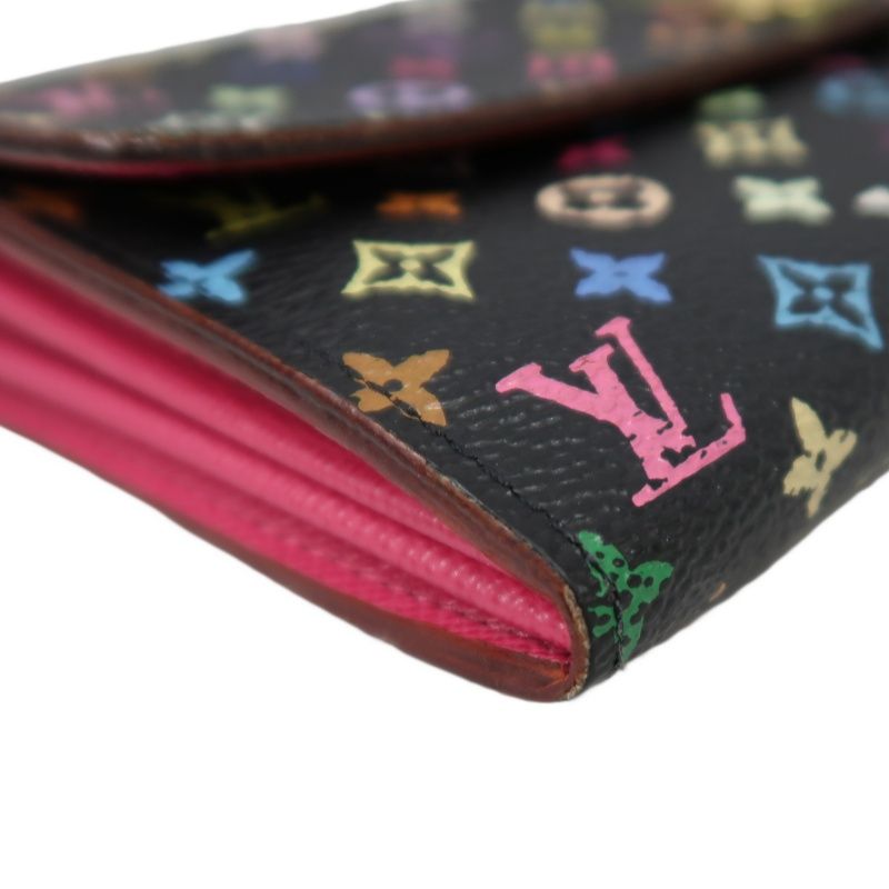 LOUIS VUITTON Multicolore Long Wallet, Black, with LY Initials, PVC-Coated Canvas