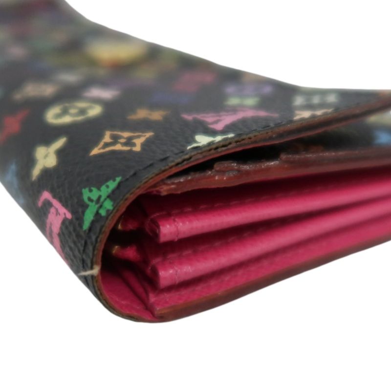 LOUIS VUITTON Multicolore Long Wallet, Black, with LY Initials, PVC-Coated Canvas
