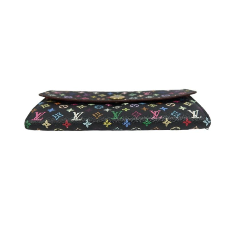 LOUIS VUITTON Multicolore Long Wallet, Black, with LY Initials, PVC-Coated Canvas