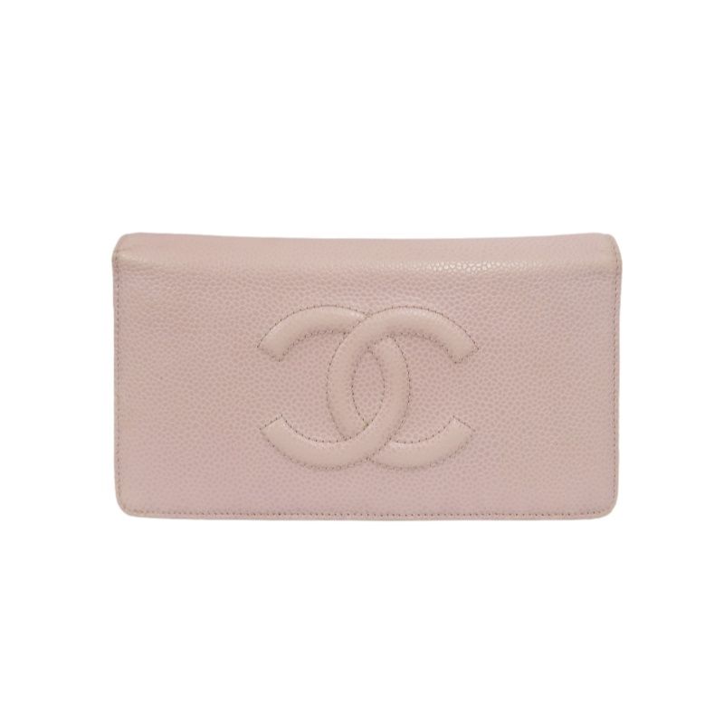 CHANEL Pink Long Wallet, Caviar Leather
