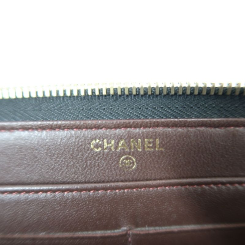 CHANEL Black Lambskin Quilted Long Wallet with Gold Hardware