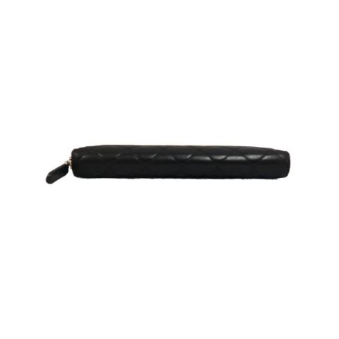 CHANEL Black Lambskin Quilted Long Wallet with Gold Hardware