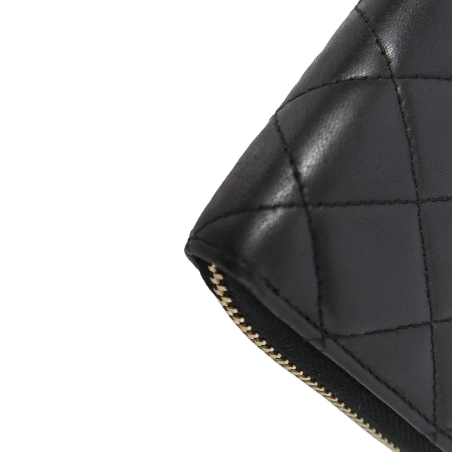 CHANEL Black Lambskin Quilted Long Wallet with Gold Hardware