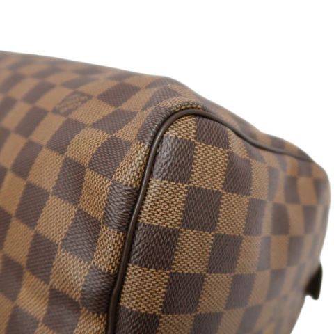 LOUIS VUITTON Speedy 30 Handbag, Damier Ebene Coated Canvas, Brown, No Lock and Keys, With Dust Bag