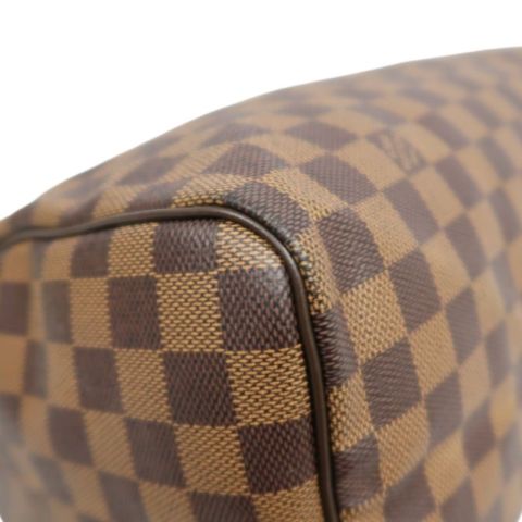 LOUIS VUITTON Speedy 30 Handbag, Damier Ebene Coated Canvas, Brown, No Lock and Keys, With Dust Bag