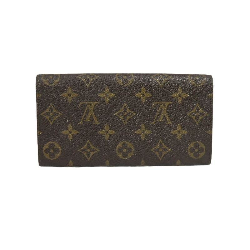 LOUIS VUITTON Monogram Long Wallet, Brown, Canvas Coated with PVC