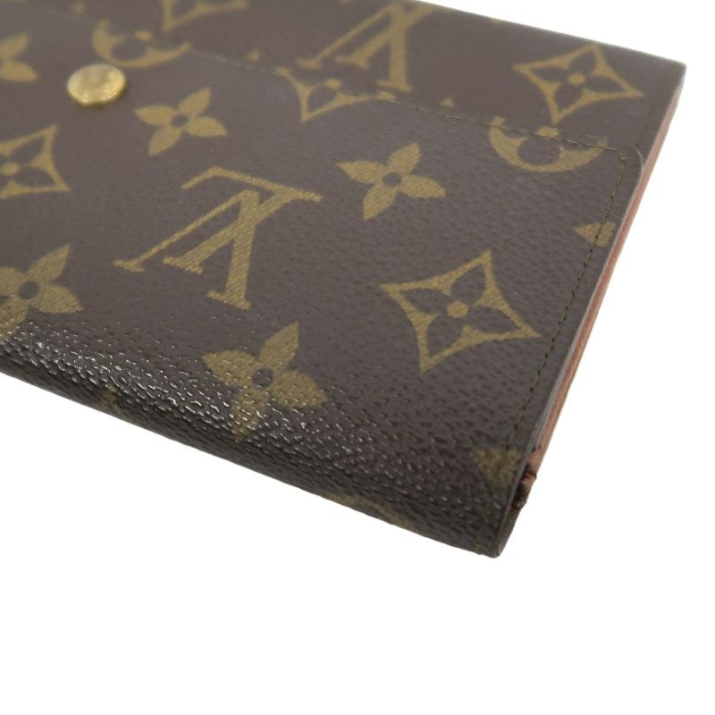 LOUIS VUITTON Monogram Long Wallet, Brown, Canvas Coated with PVC