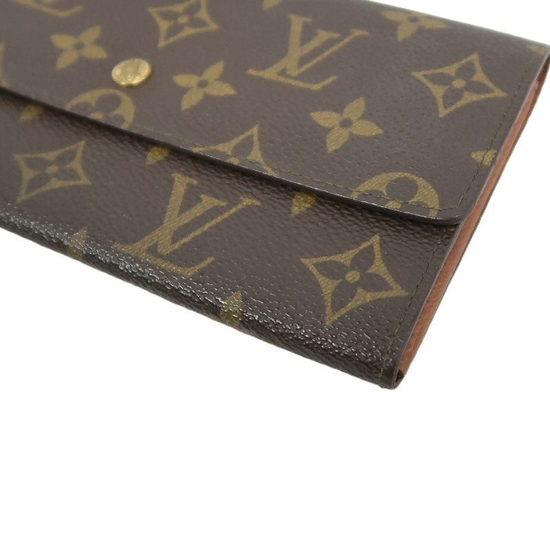 LOUIS VUITTON Monogram Long Wallet, Brown, Canvas Coated with PVC