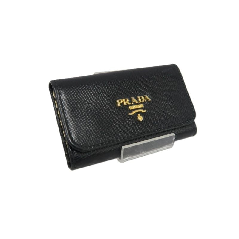 PRADA Black PVC Key Case with Card Slot and Box
