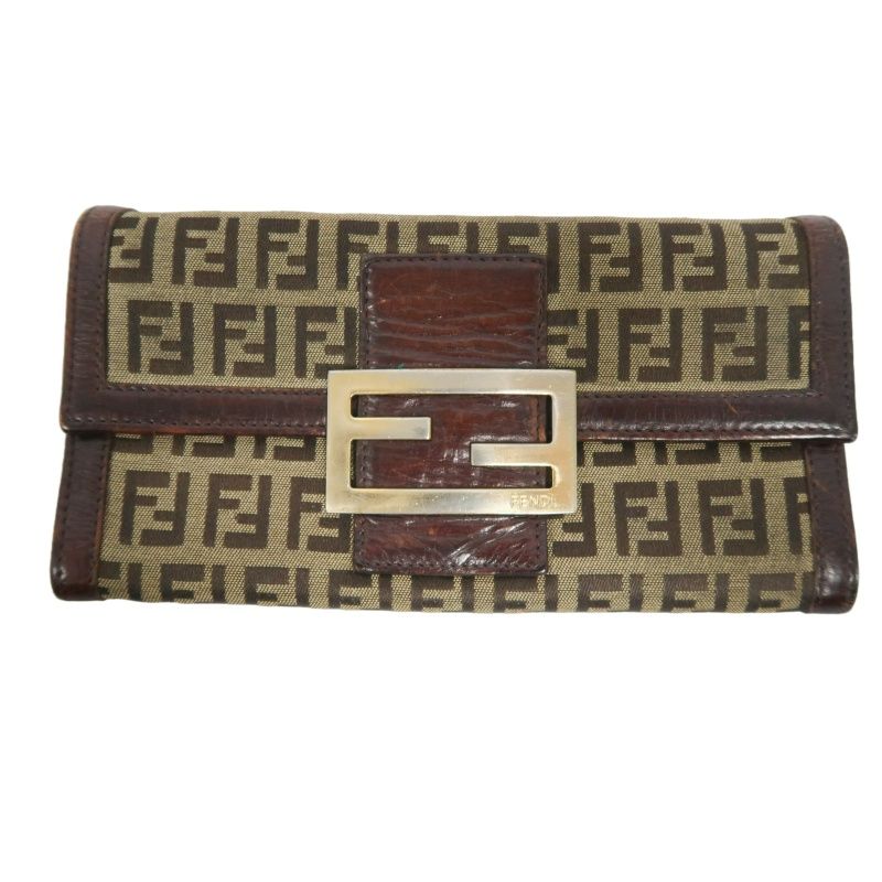 FENDI Monogram Canvas Wallet, Brown