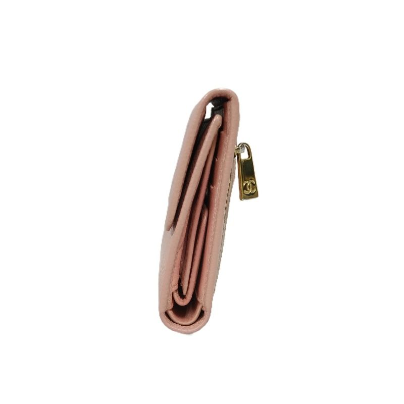 CHANEL Pink Bifold Wallet, Caviar Leather, with Original Box