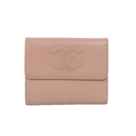 CHANEL Pink Bifold Wallet, Caviar Leather, with Original Box