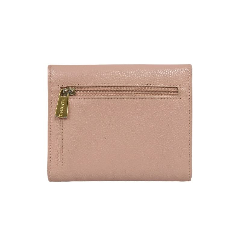 CHANEL Pink Bifold Wallet, Caviar Leather, with Original Box