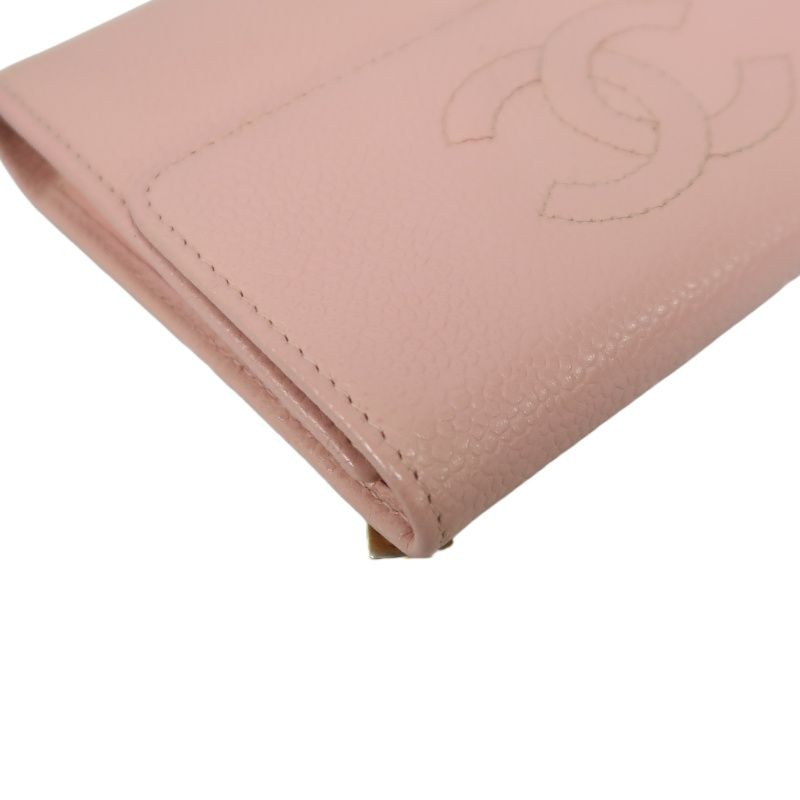CHANEL Pink Bifold Wallet, Caviar Leather, with Original Box